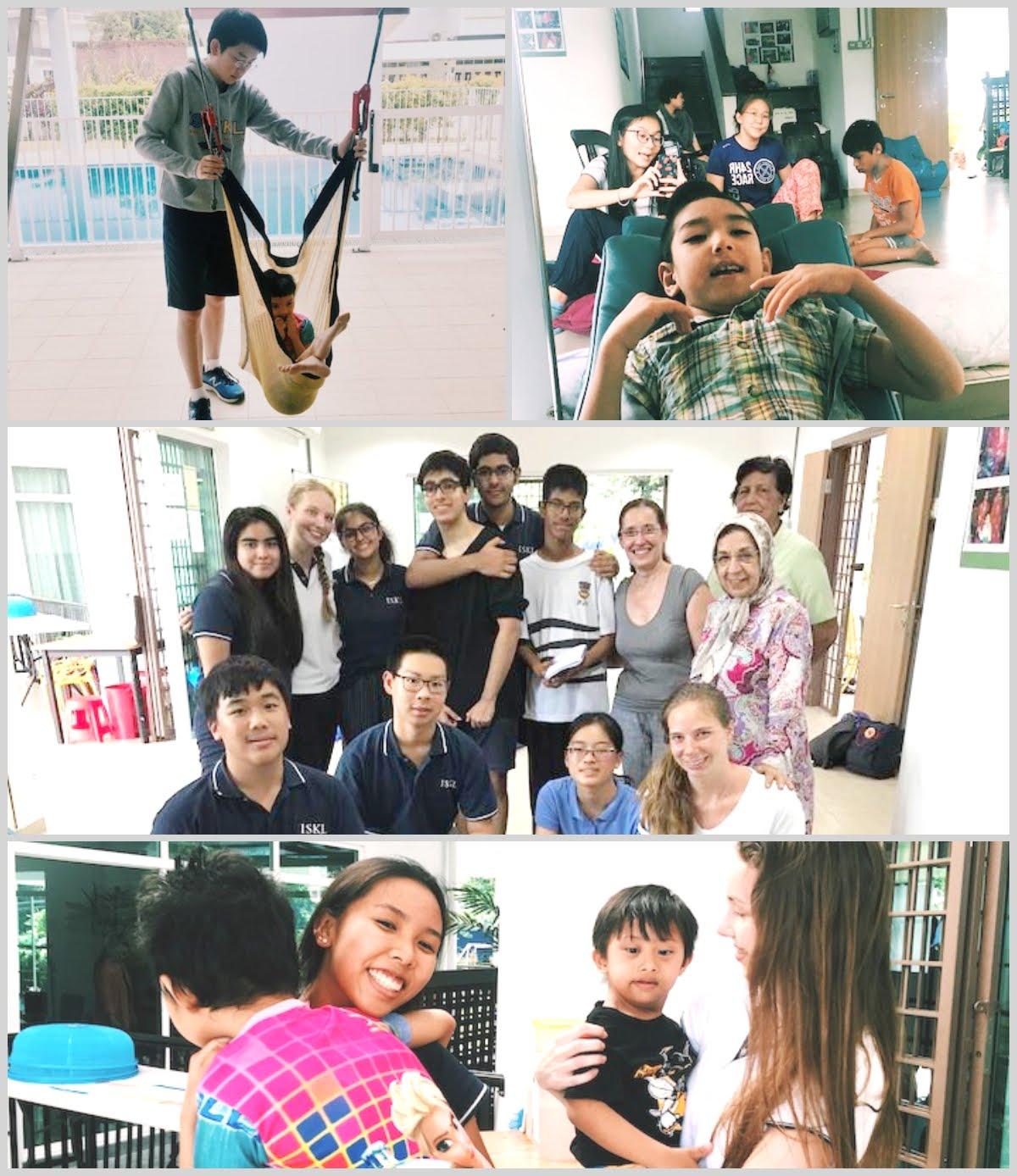 Students helping at Special Children’s School of Ampang Community Partnership Club (SCSOA)