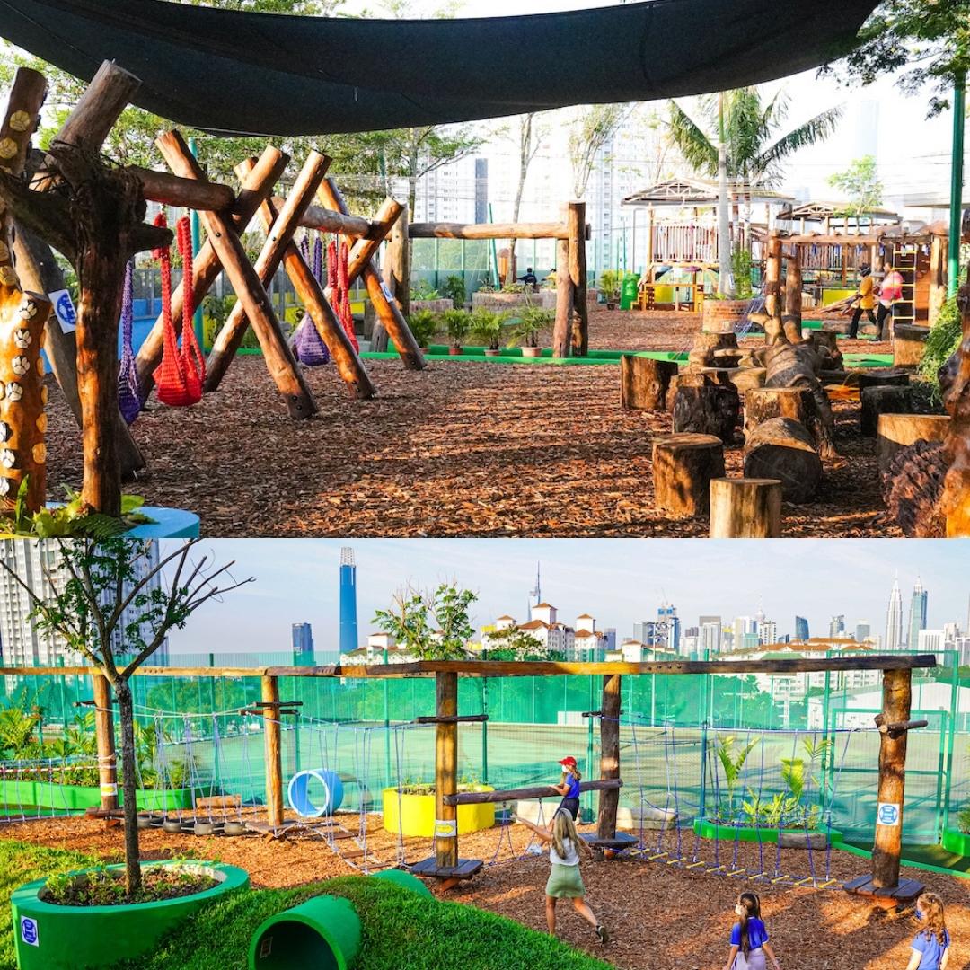 Collage of ISKL New Elementary Rooftop Playground