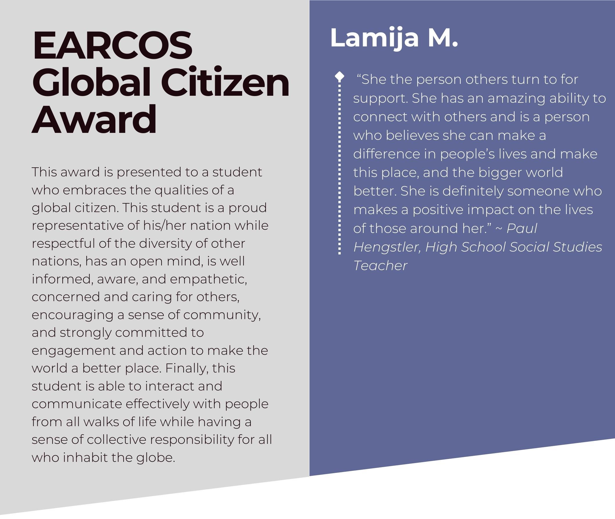 EARCOS Global Citizen Award Recipients