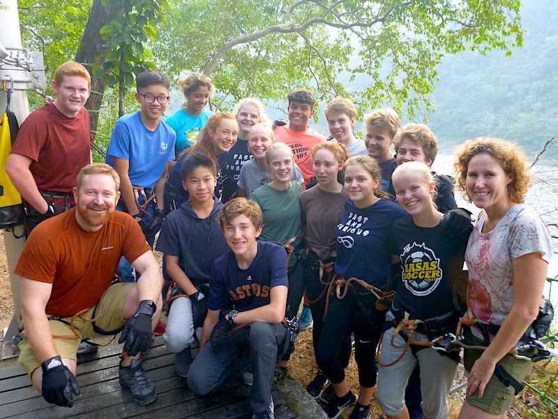 POISKL Brian Candler group zipline with students
