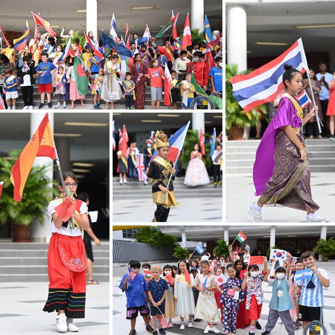 Photo collage of the ES Flag Parade